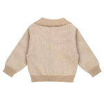 Frogs and Dogs Polo Cardigan Sand Shell met polokraag en knoopsluiting, geschikt voor baby’s