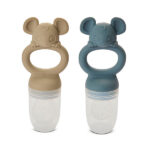 Nuuroo fruitfopspeen met muismotief en beschermkap in zachte tinten