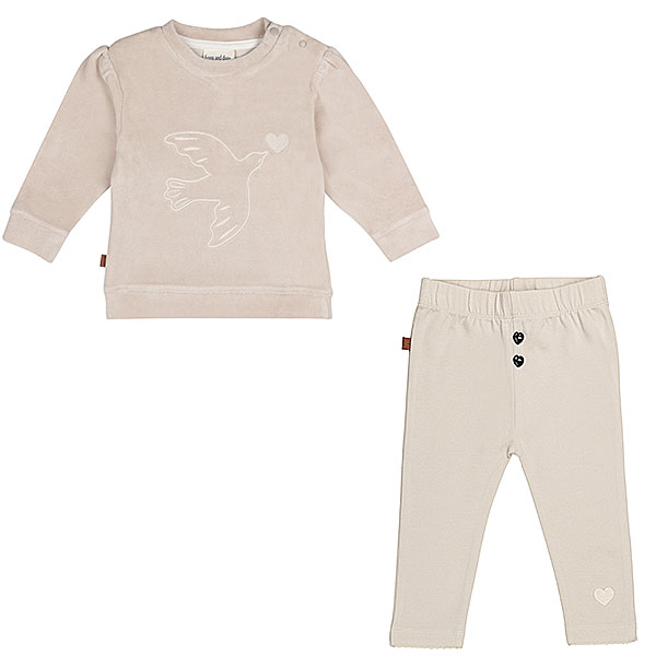 Frogs and Dogs set Follow Your Heart met velvet sweater en legging Silver Gray