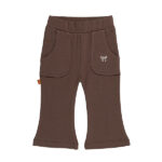 Frogs and Dogs flair pants baby & peuter Seal Brown met geborduurd strikje en uitlopende pijpjes