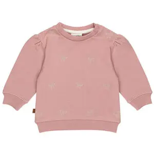Frogs and Dogs baby en peutersweater sepia rose met strikjes en drukknoopjes op de schouder