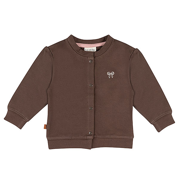 Frogs and Dogs baby & peuterjasje - vestje Ballerina Seal Brown met drukknoopjes en geborduurd strikje