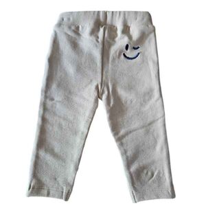 Frogs and Dogs baby bikerpants beige uit de Happy with You collectie met blauw koordje en geborduurde smiley achterop