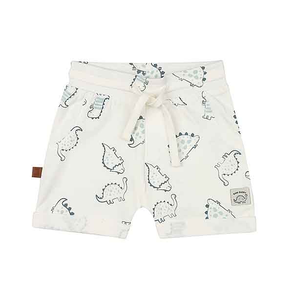 Frogs and Dogs baby & peutershort met all-over dino print in White Alyssum uit de Nice Team collectie.