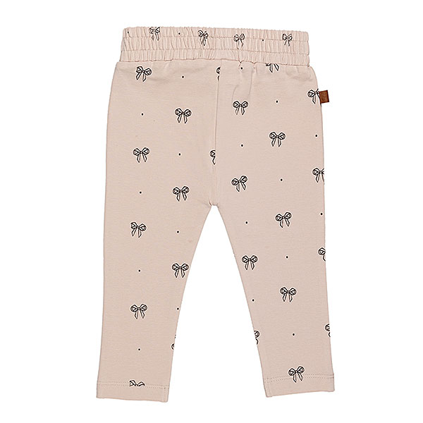 Frogs and Dogs baby & peuterbroek sepia rose met strikjesprint en elastische tailleband uit de Ballerina collectie