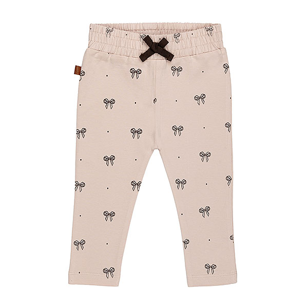 Frogs and Dogs baby & peuterbroek sepia rose met strikjesprint en elastische tailleband uit de Ballerina collectie