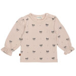 Frogs and Dogs baby & peutershirt Ballerina Sepia Rose met strikjesprint en ruffle mouwen