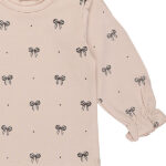 Frogs and Dogs baby & peutershirt Ballerina Sepia Rose met strikjesprint en ruffle mouwen