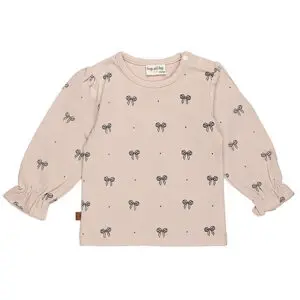 Frogs and Dogs baby & peutershirt Ballerina Sepia Rose met strikjesprint en ruffle mouwen