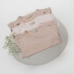 Frogs and Dogs baby & peutershirt Ballerina Sepia Rose met strikjesprint en ruffle mouwen