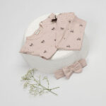 Frogs and Dogs baby & peutershirt Ballerina Sepia Rose met strikjesprint en ruffle mouwen