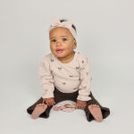 Frogs and Dogs baby & peutershirt Ballerina Sepia Rose met strikjesprint en ruffle mouwen