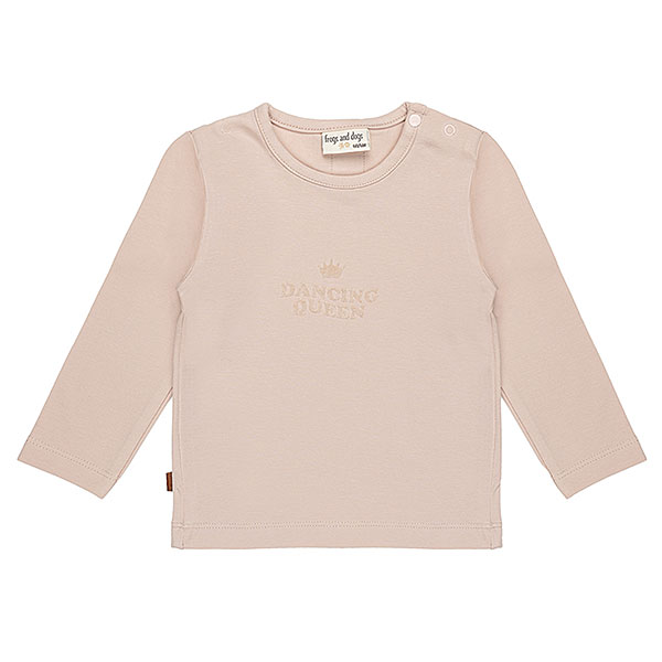 Frogs and Dogs baby & kindershirt Dancing Queen sepia rose met lange mouwen en opdruk uit de Ballerina collectie