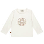Frogs and Dogs Play All Day baby & peutershirt Emblem White Alyssum met rond embleem en beertje