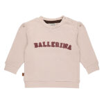 Frogs and Dogs baby & peutersweater in Sepia Rose met lange mouwen, opdruk Ballerina en plooitjes op de schouders.