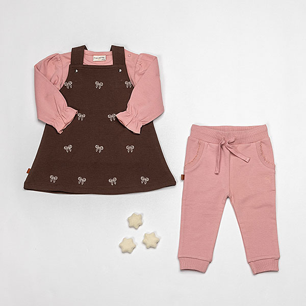 Frogs and Dogs baby & peuterjurkje Ballerina Bow Seal Brown met strikjes in sepia rose
