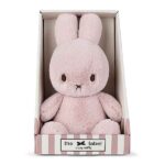 Roze Cozy Miffy knuffel van Bon Ton Toys, gemaakt van zachte faux cashmere en geleverd in luxe roze-wit cadeauverpakking.