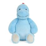 Cubbies Blueberry dinosaurusknuffel in blauw pluche met rode schubben, zwarte ogen en geborduurde details.