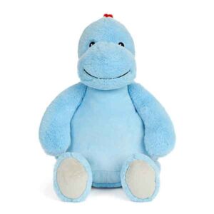 Cubbies Blueberry dinosaurusknuffel in blauw pluche met rode schubben, zwarte ogen en geborduurde details.