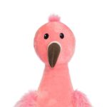 Cubbies Strawberry flamingoknuffel in roze pluche met pluizige vleugels, zwarte ogen en lichtroze poten.
