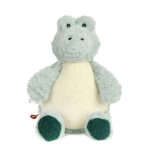 Cubbies Scaley Dan alligator knuffel met groene pluche vacht, beige buik en donkergroene schubben.