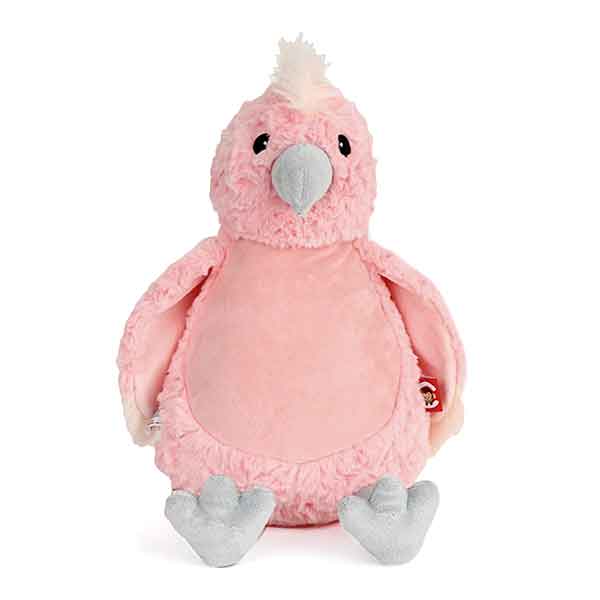 Cubbies Captain Caw Caw roze kaketoe knuffel met grijze snavel, pluizige kuif en zachte vleugels uit de Baby Range.