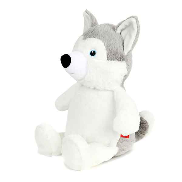 Cubbies Blizzard Husky met grijs-witte vacht, zwarte ogen en neus uit de Classic-collectie.