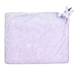 Aurora Lavendel knuffeldoek groot 70x85 cm. Extra zacht pluche doekje dat ook als dekentje dient. Magisch design, veilig en liefdevol voor baby’s.