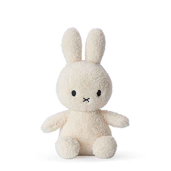 Offwhite Miffy Terry knuffel van Bon Ton Toys, 23 cm hoog, gemaakt van zachte badstof en geschikt vanaf de geboorte.