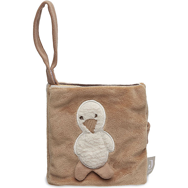 Jollein zacht babyboekje met diertjes in neutrale kleuren biscuit en nougat