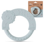 siliconen bijtring blauw grijs Interbaby met leeuwtje en structuurdetails