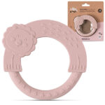 siliconen bijtring Interbaby dark pink met leeuwtje en structuurdetails
