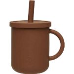 Jollein siliconen drinkbeker caramel met oor, dop en rietje