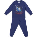 Donkerblauwe kinderpyjama Truckin van Fun2Wear met grote blauwe truckprint.