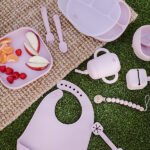 Roze siliconen kinderbestek met lepel en vork voor baby en peuter