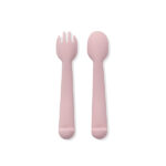 Roze siliconen kinderbestek met lepel en vork voor baby en peuter