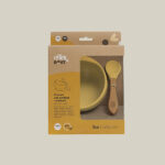 Siliconen babykom met zuignap en okergeel van Interbaby