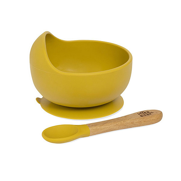 Siliconen babykom met zuignap en okergeel van Interbaby