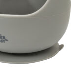 Petrol Gray siliconen babykom met zuignap en bijpassende lepel van Interbaby