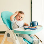 Blue Gray siliconen kinderservies met bord, kom, beker en lepel van Interbaby