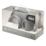 Petrol Gray siliconen kinderservies met bord, kom, beker en lepel van Interbaby