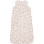 Jollein hydrofiele baby zomer slaapzak in Animals Nougat print met beige dierenmotief, mouwloos model van ademend katoen.
