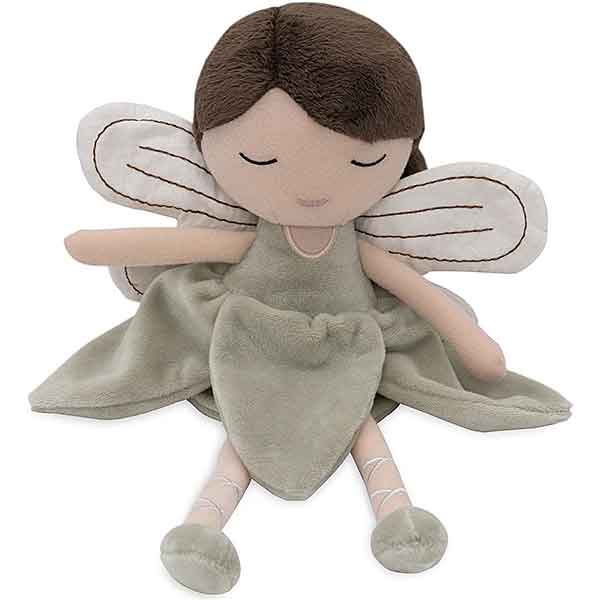 Jollein knuffelpop Livia fairy met zacht groen jurkje en geborduurd gezicht