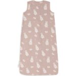 Roze Jollein Jersey babyslaapzak met witte Nijntje en hondjesprint, mouwloos model voor zomer.