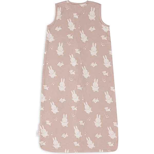Roze Jollein Jersey babyslaapzak met witte Nijntje en hondjesprint, mouwloos model voor zomer.