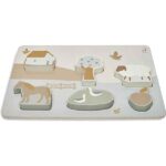 Jollein houten puzzel Farm met zes FSC houten puzzelstukken in boerderijthema