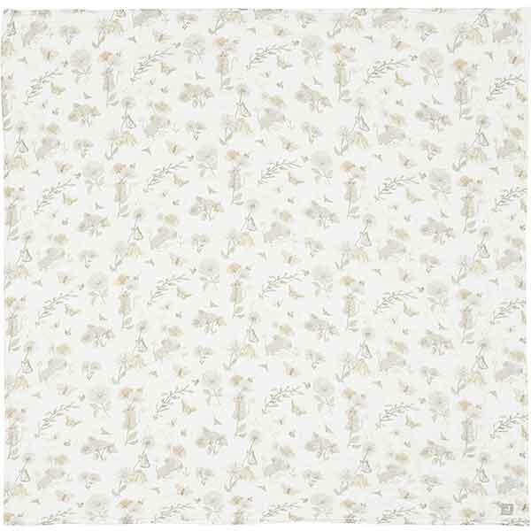 Jollein hydrofiele doeken met Dreamy Mouse print in beige tinten, gebonden met wit lint, set van twee zachte katoenen doeken.