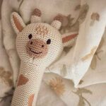 Jollein hydrofiele doeken met Dreamy Mouse print in beige tinten, gebonden met wit lint, set van twee zachte katoenen doeken.