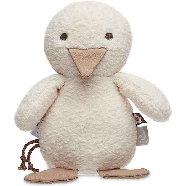 Jollein zacht eendje van teddy in off white en biscuit met rammelaar en knisperpapier