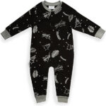 Zwarte Frogs and Dogs baby onesie Super Boy met grijze kreten en lange mouwen.